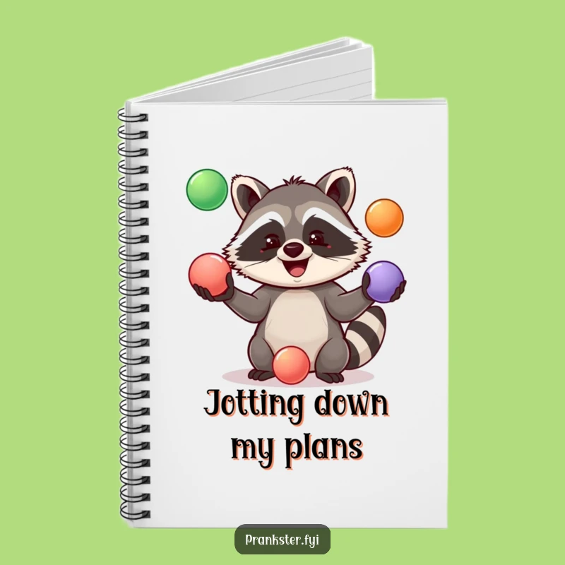 Funny Jolly Raccoon Juggling Notebook - Hilarious Journal for Creative Minds