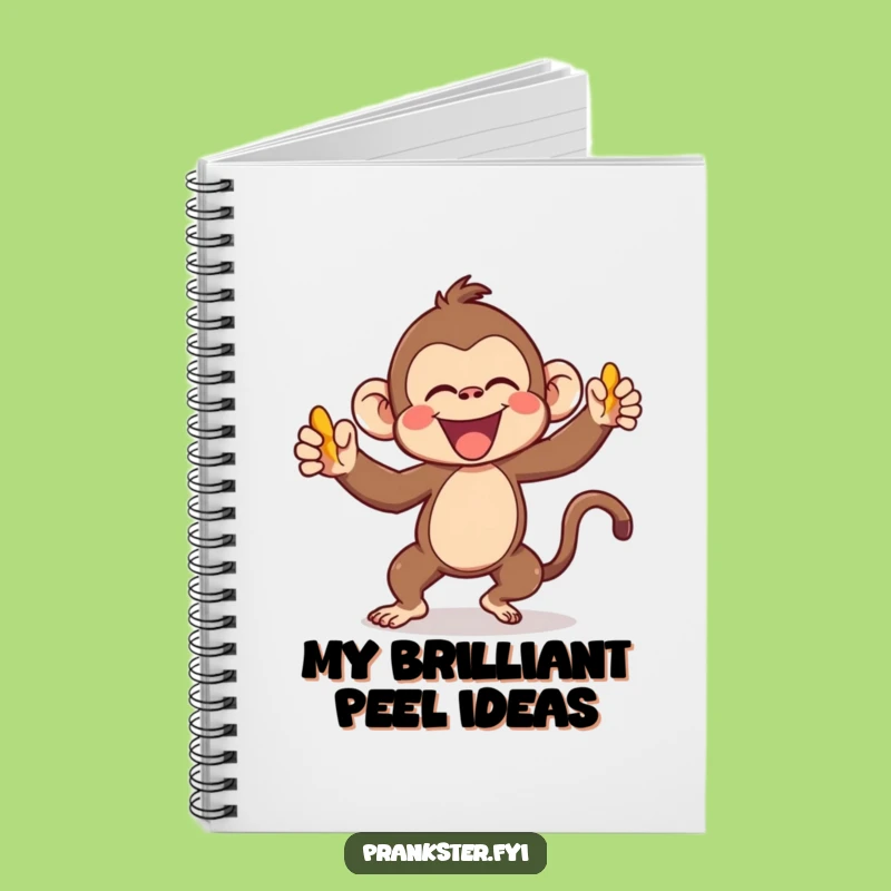 Funny Kawaii Monkey Notebook Gleefully Throwing Banana Peel - Journal Humor