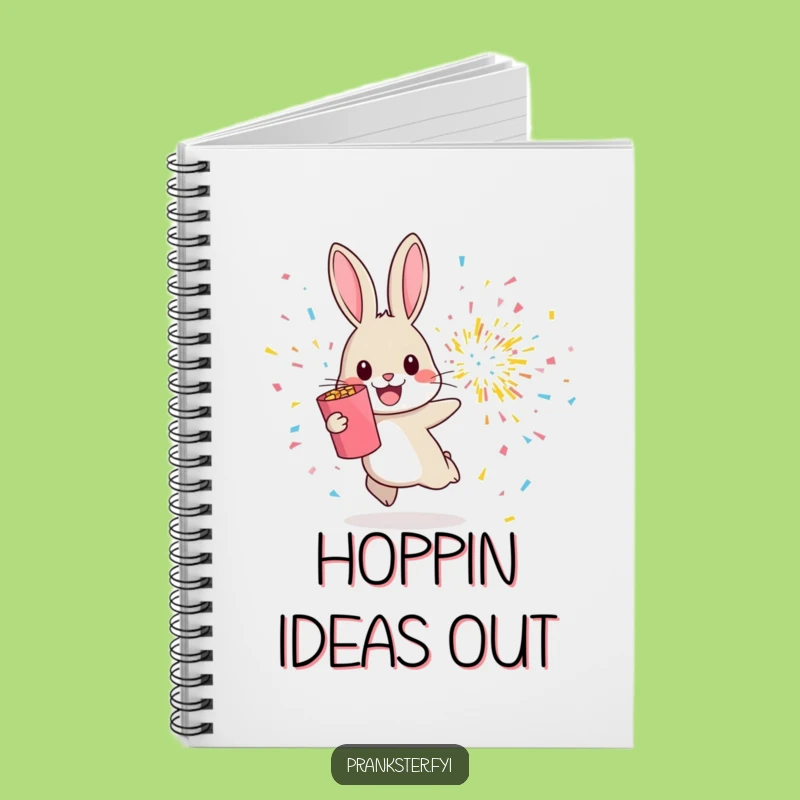 Funny Rabbit Confetti Notebook - Cheerful Hop Away From Explosion Journal Gift