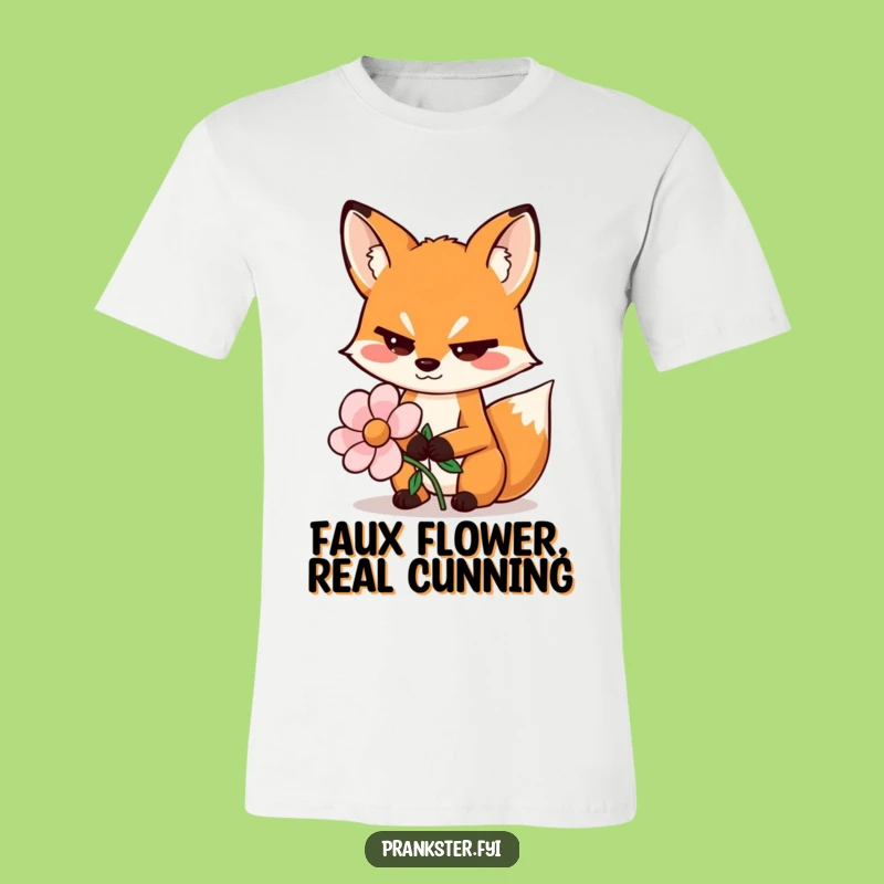 Funny Sly Fox T-Shirt - Wiggling Eyebrows Fake Flower Apparel Gift