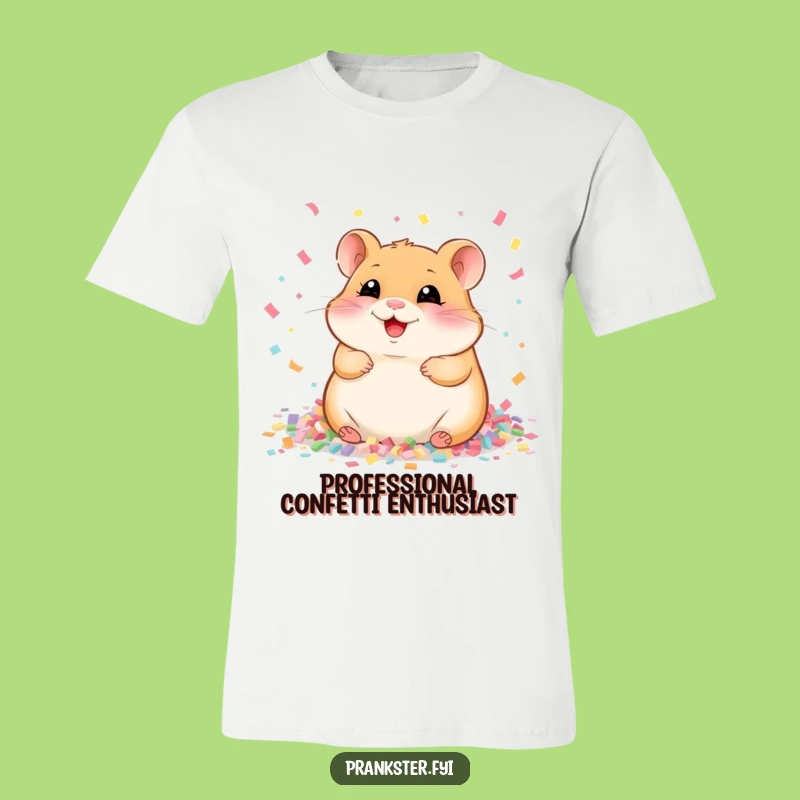 Funny Giggling Hamster Confetti T-Shirt - A Hilarious Gift for Animal Lovers