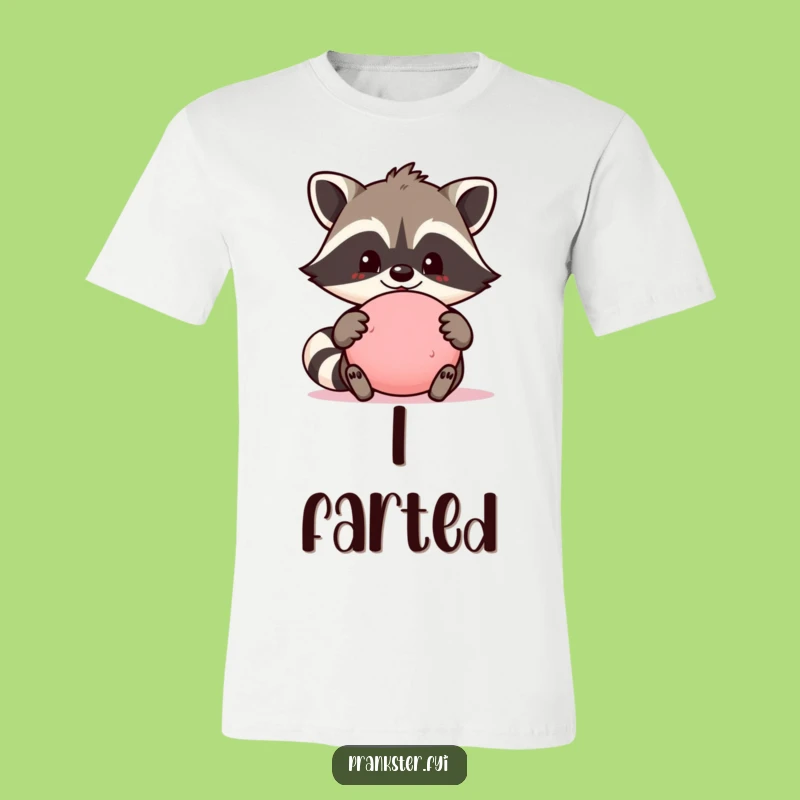 Funny Raccoon Prankster T-Shirt: Proud Whoopee Cushion Character Tee