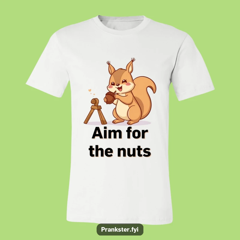 Funny Squirrel Acorn Launcher T-Shirt - Wear Your Aim!