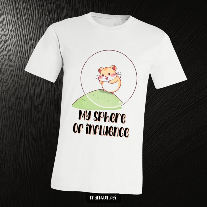 Funny Kawaii Hamster T-Shirt rolling down a hill inside a giant plastic ball, perfect for pet lovers who enjoy cute and humorous designs about energetic animals.