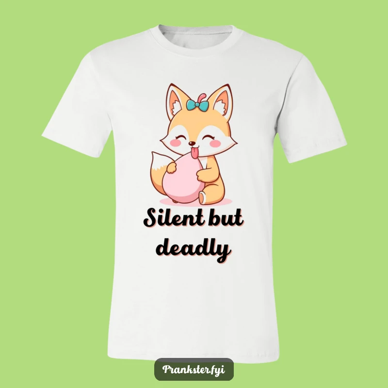 Funny Kawaii Fox T-Shirt Tongue Out - Whoopee Cushion Humor Tee