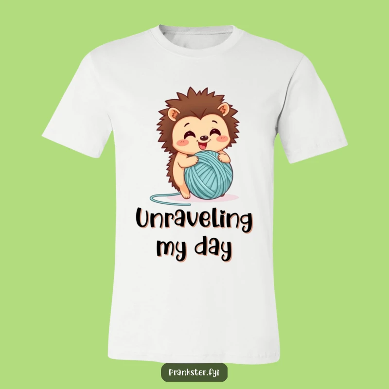 Funny Happy Hedgehog Yarn Ball T-Shirt: Wear Your Cozy Humor Proudly