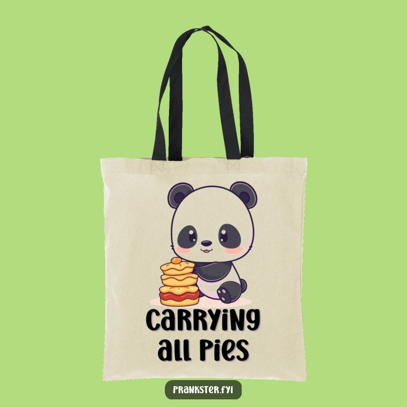 Funny Panda Pie Balance Tote Bag: Playful Baker Accessory Gift