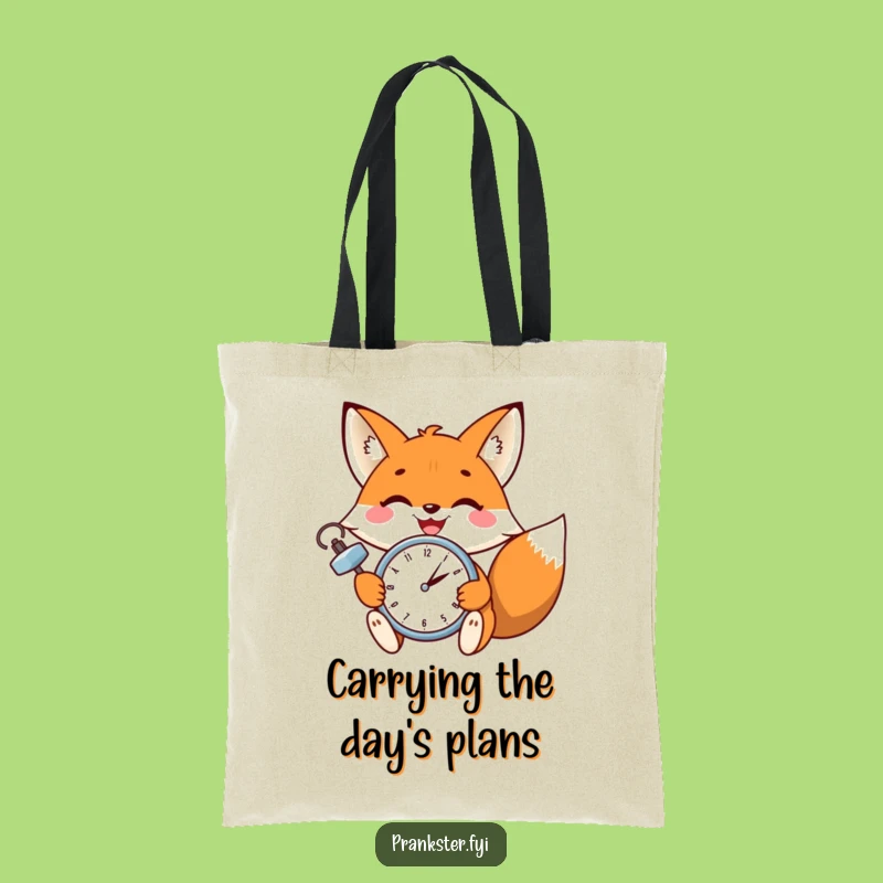 Funny Fox Wink Tote Bag: Carry Your Essentials with Clockwork Humor