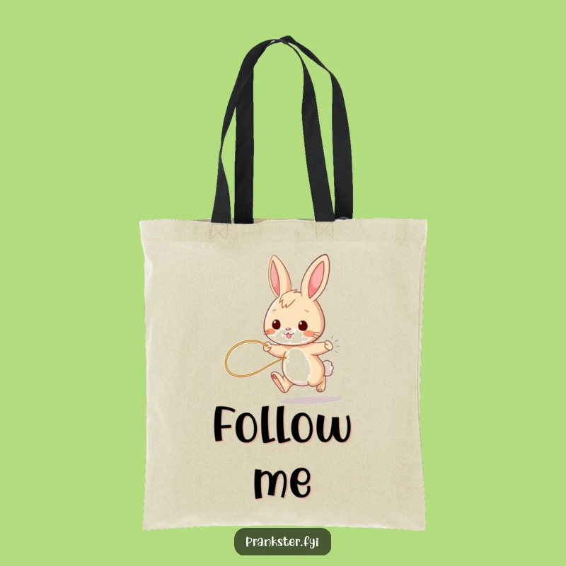 Funny Bunny String Tail Tote Bag - Playful Rabbit Shopping Bag, Hilarious Gift