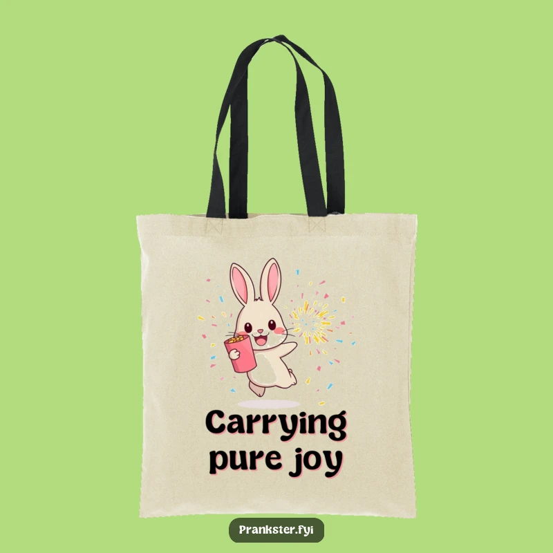 Funny Rabbit Confetti Tote Bag - Cheerful Hop Away From Explosion Shopping Gift