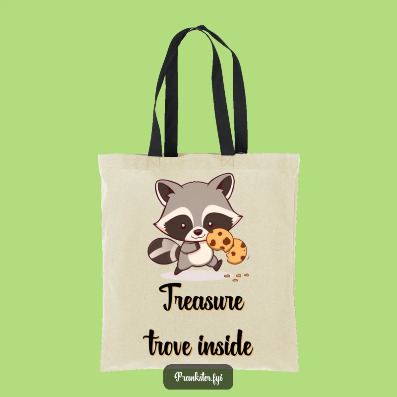 Funny Sly Raccoon Cookie Thief Tote Bag: Carry Your Loot with Mischievous Style!